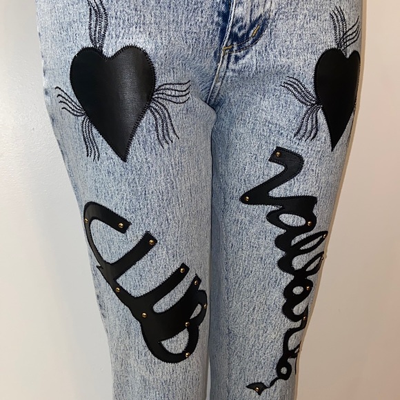 80s Vintage High-Rise Leather Heart Jeans - Picture 3 of 12